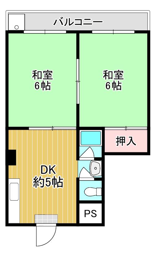 コーポキムラ(2DK/5階)の間取り写真