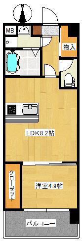 ビクトワール歯大前(1LDK/10階)の間取り写真