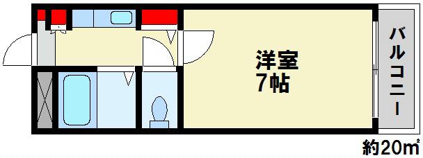 フローラル若林(1K/4階)の間取り写真