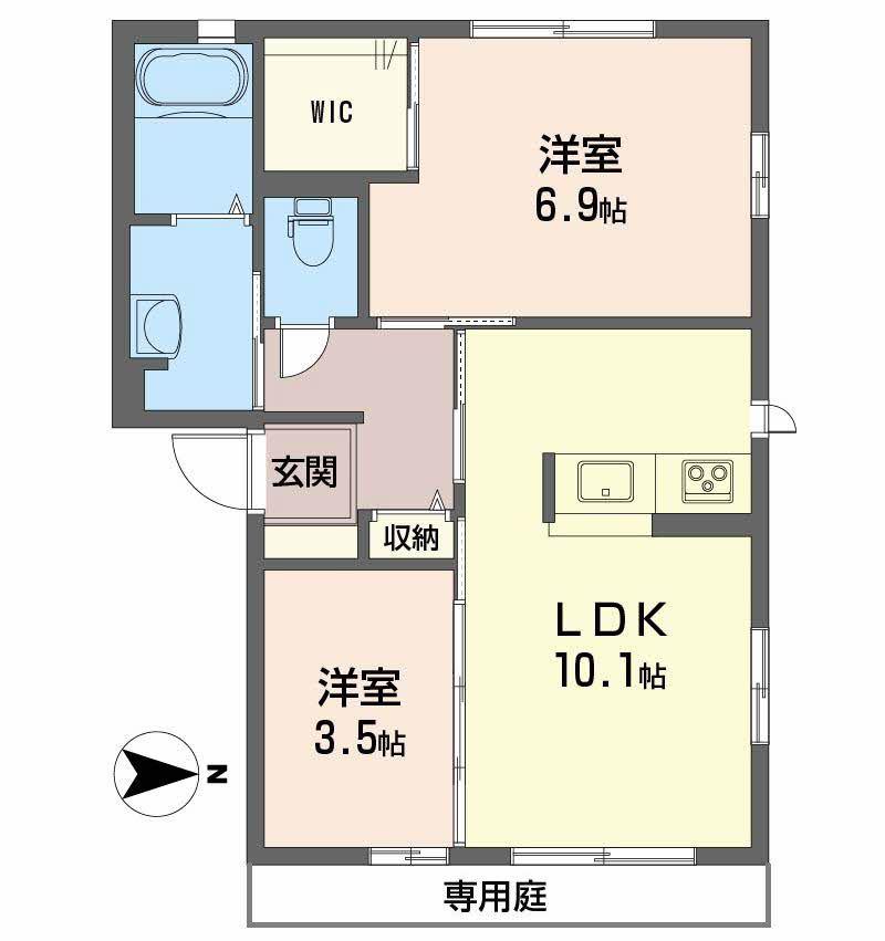 シャーメゾンアデッソ(2LDK/1階)の間取り写真