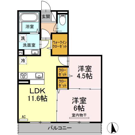 イーストヴィレッジ野口(2LDK/2階)の間取り写真