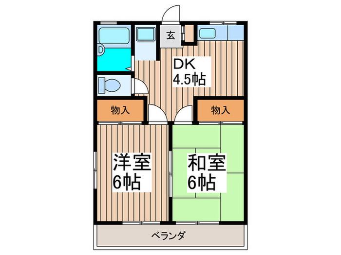 小井沼コーポ(2DK/2階)の間取り写真