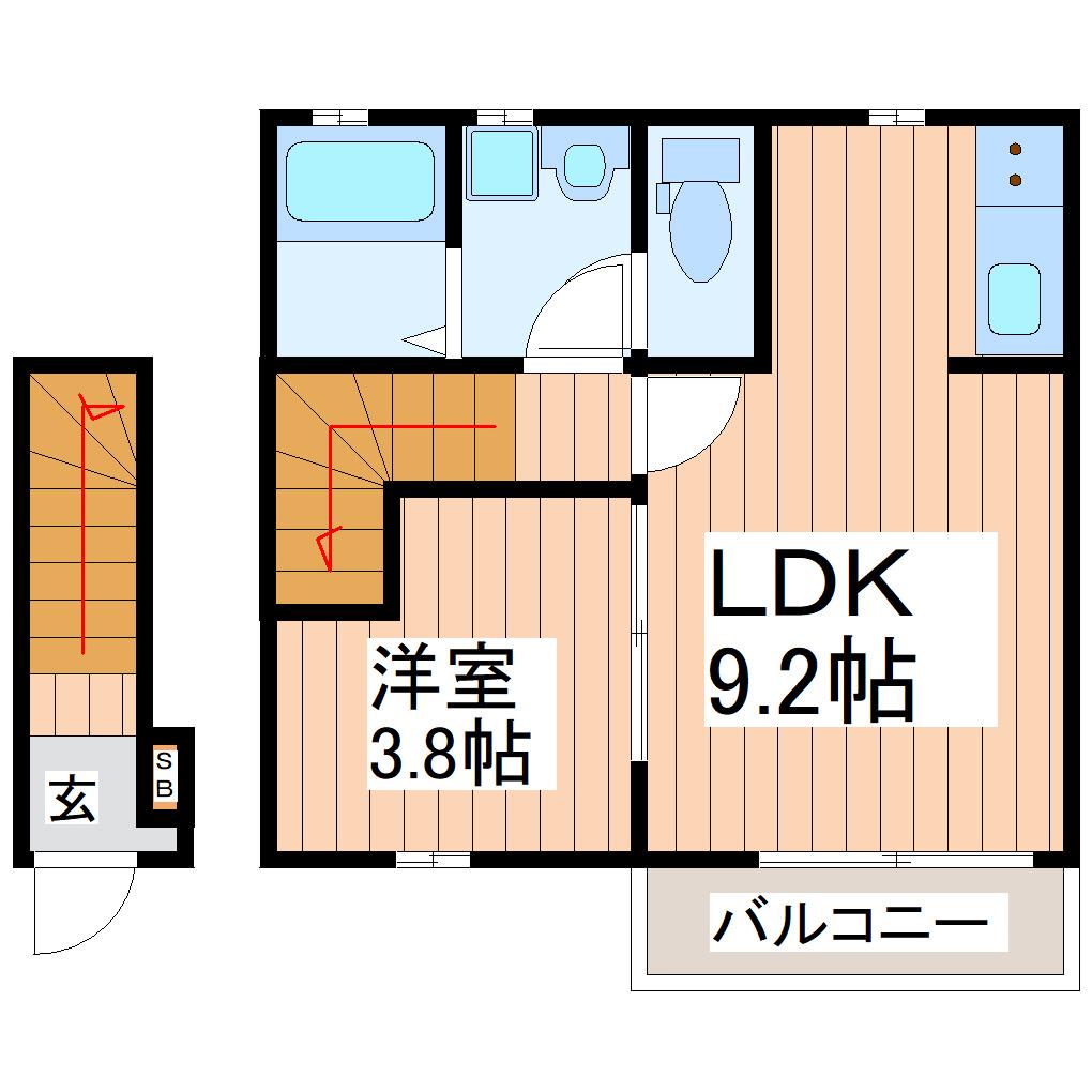 SOLEIL HINA II(1LDK/2階)の間取り写真