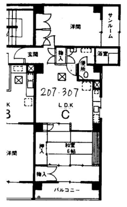 戸越公園マンション(3LDK/2階)の間取り写真