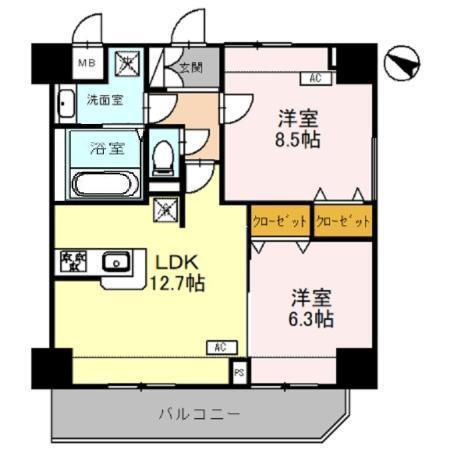 グラン・ルポ高崎(2LDK/5階)の間取り写真