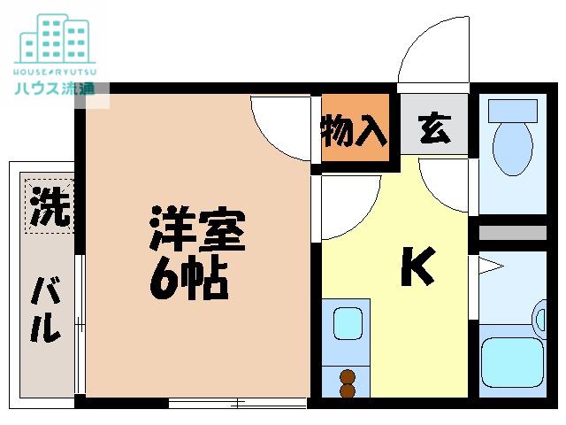 サザン高尾(1K/2階)の間取り写真