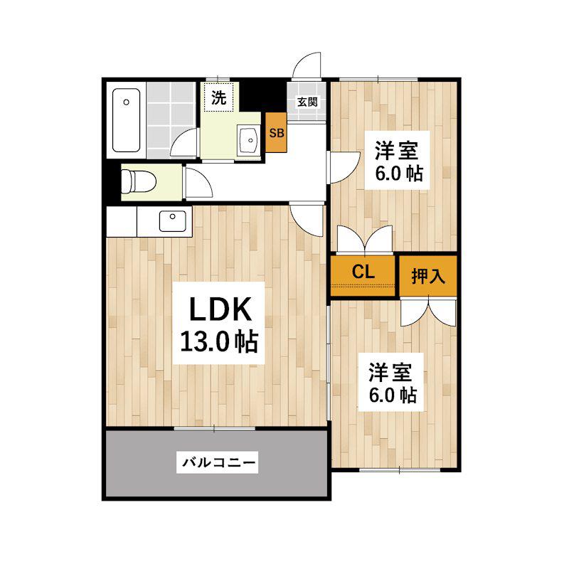 シャトーシャルマン(2LDK/1階)の間取り写真