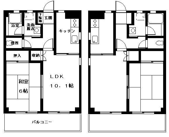 ドミール小池(1LDK/3階)の間取り写真