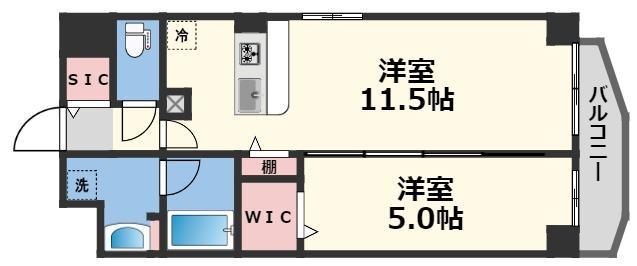 ルアナ北梅田(1LDK/1階)の間取り写真