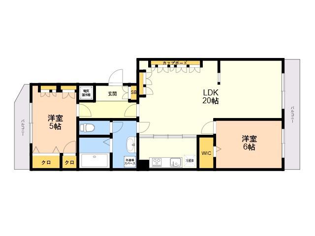 パスコマンション高宮(2LDK/2階)の間取り写真