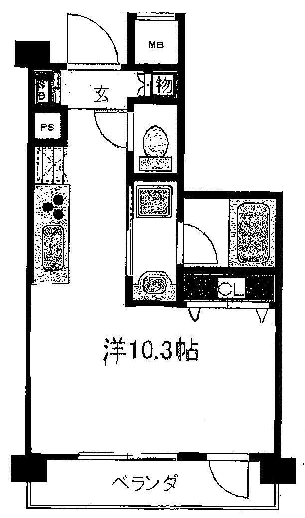 エフィーナ南麻布(ワンルーム/2階)の間取り写真