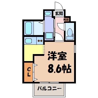CHERIM黒川志賀町(ワンルーム/3階)の間取り写真