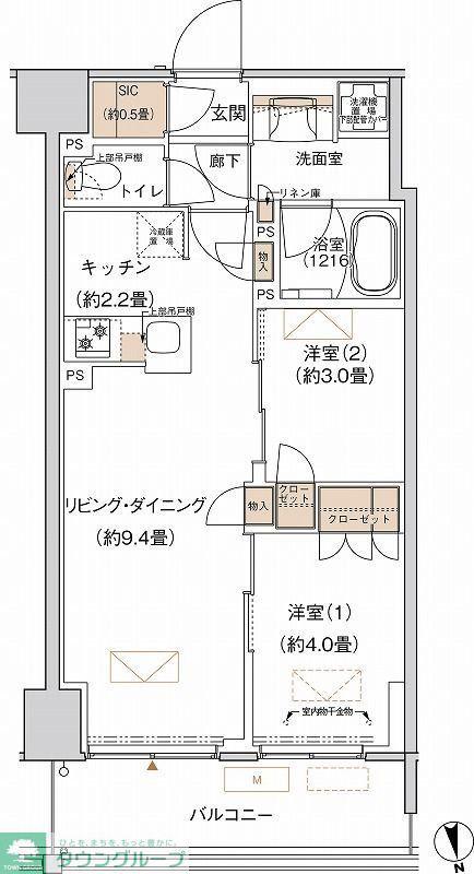 プライムネクサス大森北(2LDK/6階)の間取り写真