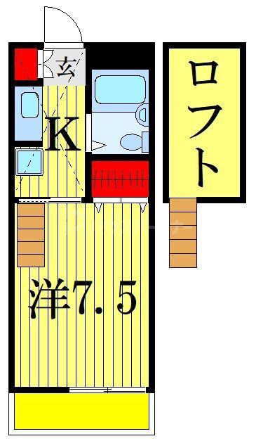 スカイメゾン大和田(1K/2階)の間取り写真