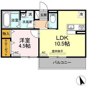 名鉄名古屋本線 一ツ木駅 徒歩10分 3階建 築8年(1LDK/2階)の間取り写真