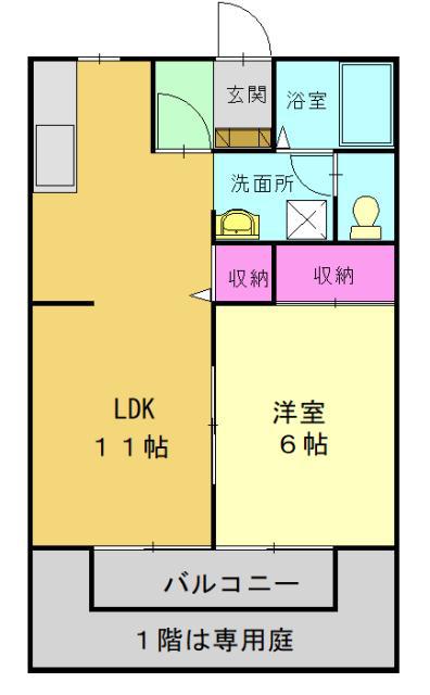 マ・メゾンI(1LDK/1階)の間取り写真