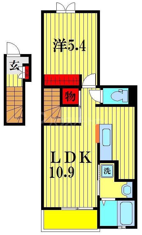 アルカディアIII(1LDK/2階)の間取り写真