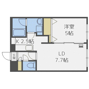 QUALIA栄通(1LDK/4階)の間取り写真