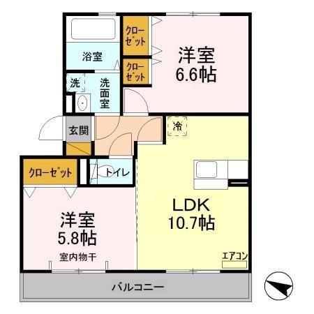 ボヌールおおたかの森Ⅰ(2LDK/3階)の間取り写真