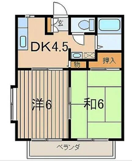 アムルコート(2DK/1階)の間取り写真