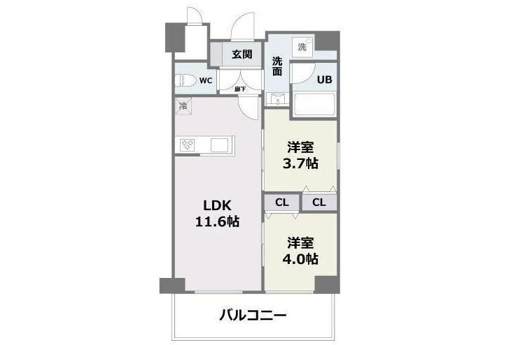 エフパルク高宮II(2LDK/2階)の間取り写真