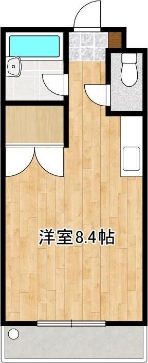 アンプルール新屋敷(ワンルーム/1階)の間取り写真