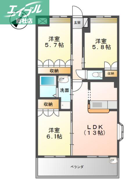 センチュリーカーサ(3LDK/2階)の間取り写真