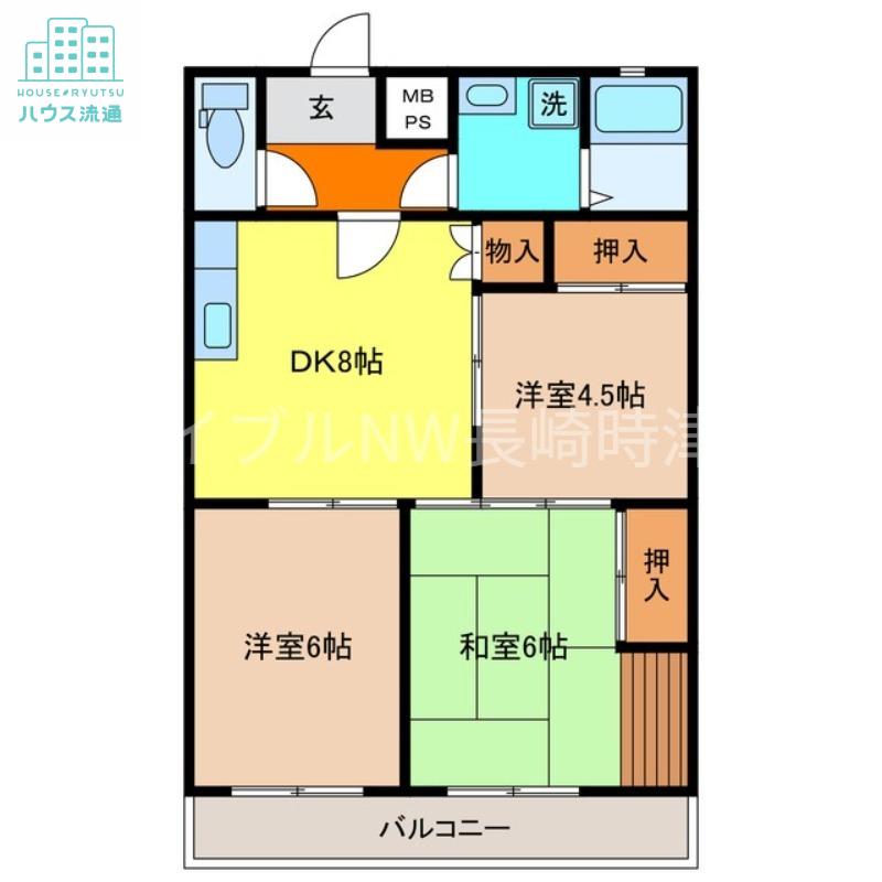 丸二ハイツ(3DK/2階)の間取り写真