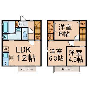 BRUGGE A棟(3LDK/1階)の間取り写真