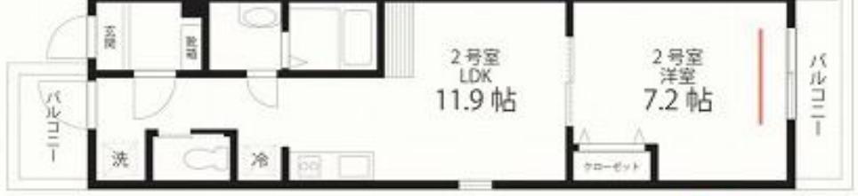 クワイエット クラブ ハウス トゥギャザー 川崎浅田(1LDK/2階)の間取り写真