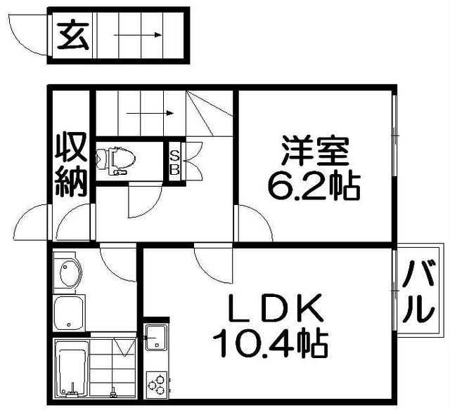 ブリーゼ寝屋川(1LDK/2階)の間取り写真