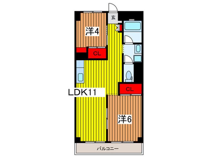 リブレス東浦和(2LDK/4階)の間取り写真