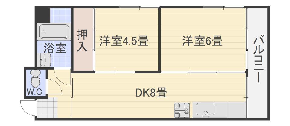 第一旭ビル(2DK/2階)の間取り写真