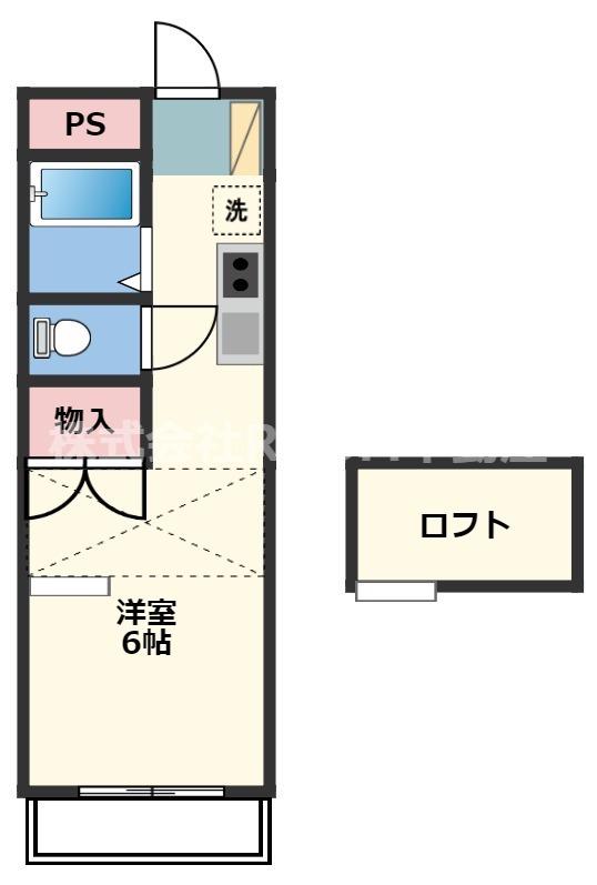 あいらんど花繰 B棟(1K/2階)の間取り写真