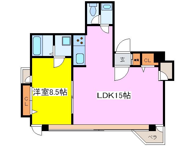タイホ-・ル・グラン靭本町(1LDK/2階)の間取り写真