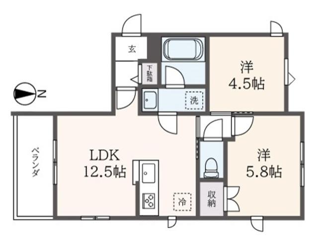 ハイウェルコート(2LDK/2階)の間取り写真