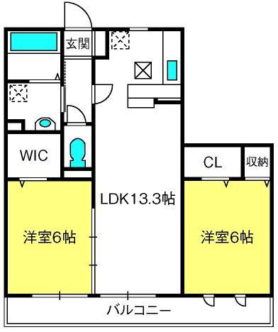 ボヌール四季 III(2LDK/3階)の間取り写真