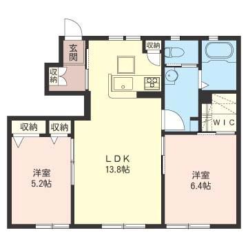 ノースヒルコートC(2LDK/1階)の間取り写真