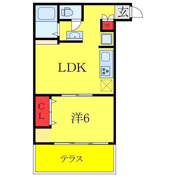 第2グリーンハイツ(1LDK/1階)の間取り写真