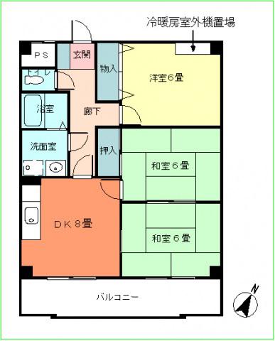 オーロラハイツ井口(3DK/2階)の間取り写真
