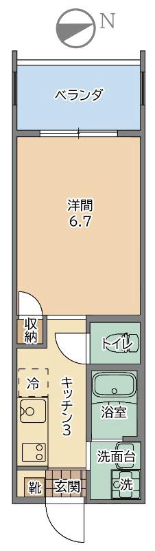 トーマス牧港3(1K/3階)の間取り写真