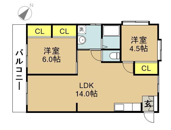 メゾン大淀台(2LDK/3階)の間取り写真