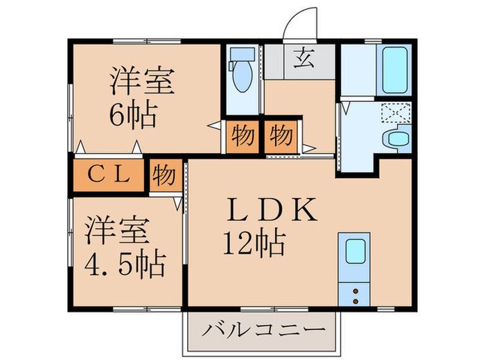 ライフステージ山野B(2LDK/2階)の間取り写真