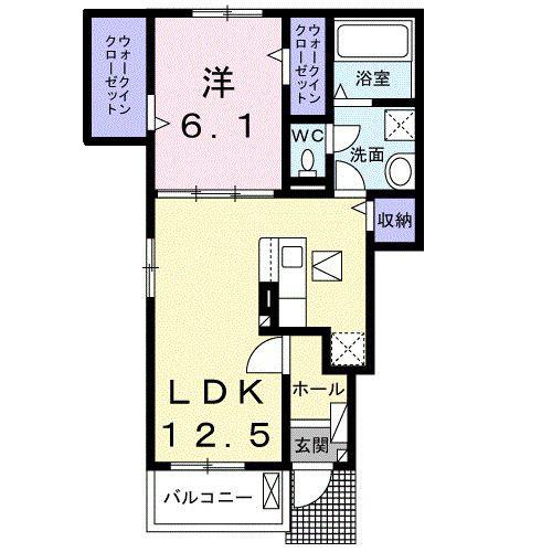 アンフィニ アムールII(1LDK/1階)の間取り写真