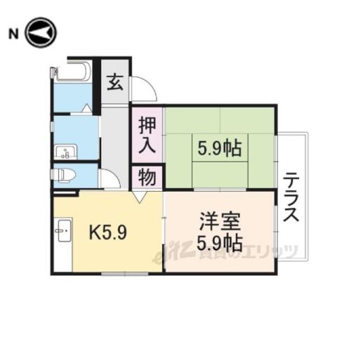 グリーンパレスISA2(2K/1階)の間取り写真