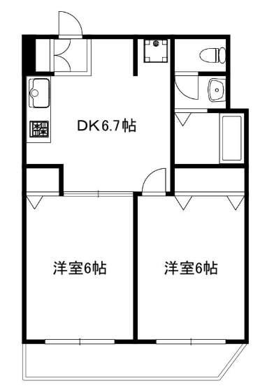 ティーマンション22(2DK/4階)の間取り写真