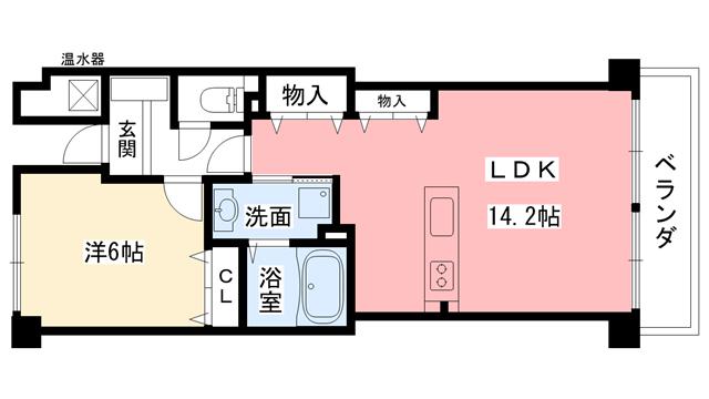 甲子園マンション(1LDK/3階)の間取り写真