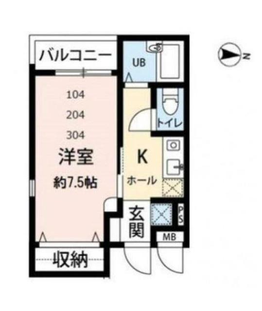 グランバニエA(1K/3階)の間取り写真