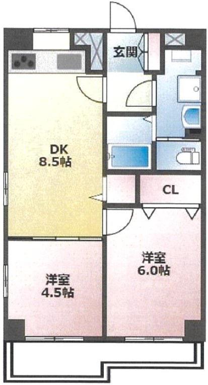 鷺沼スカイマンション(2DK/5階)の間取り写真