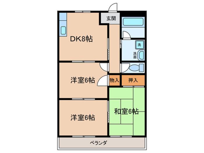 グランプリハイツ(3DK/1階)の間取り写真